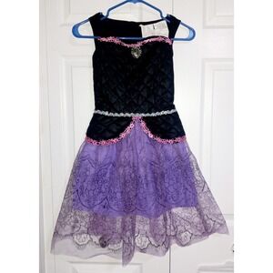 Dark Princess Costume Skull Dress Girls Vampire Black Purple, Size 7/8 Dress Up